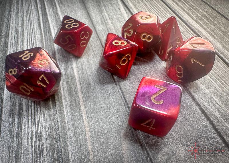 CHX26426 - Chessex: Gemini Purple-Red/gold Polyhedral 7-Dice Set
