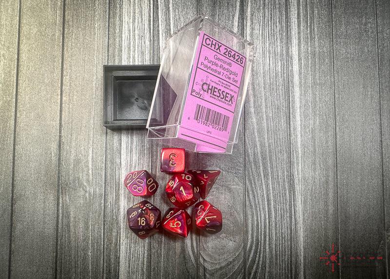 CHX26426 - Chessex: Gemini Purple-Red/gold Polyhedral 7-Dice Set