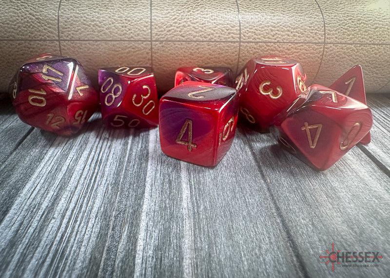 CHX26426 - Chessex: Gemini Purple-Red/gold Polyhedral 7-Dice Set
