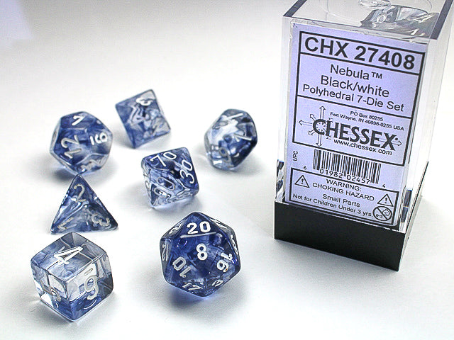 CHX27408 - Chessex: Nebula Black/white Polyhedral 7-Dice Set