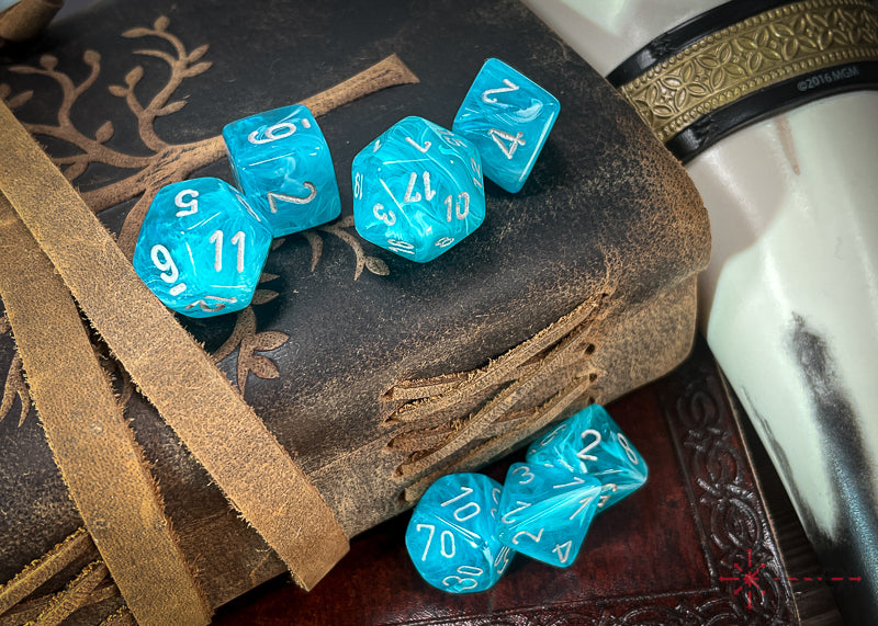CHX27465 - Chessex: Cirrus Aqua/silver Polyhedral 7-Dice Set