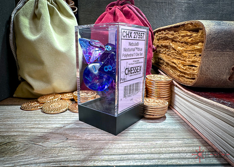 CHX27557 - Chessex: Nebula Nocturnal/blue Luminary Polyhedral 7-Dice Set