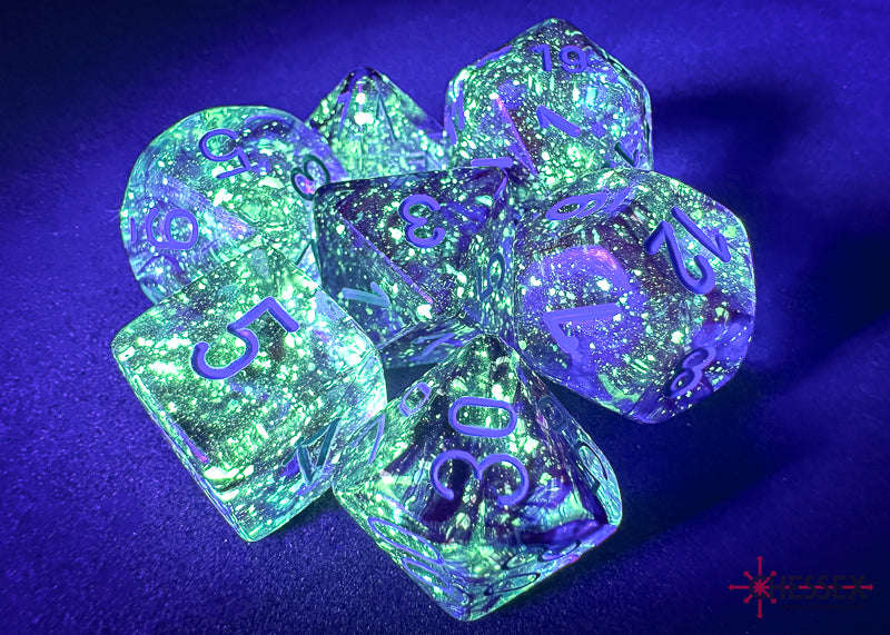 CHX27557 - Chessex: Nebula Nocturnal/blue Luminary Polyhedral 7-Dice Set