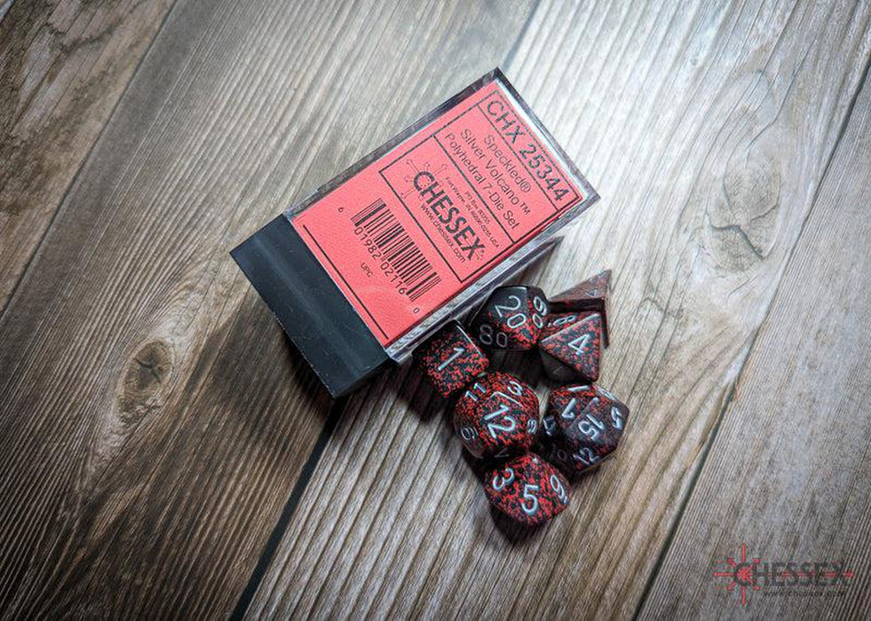 CHX25344 - Chessex: Speckled Silver Volcano Polyhedral 7-Dice Set