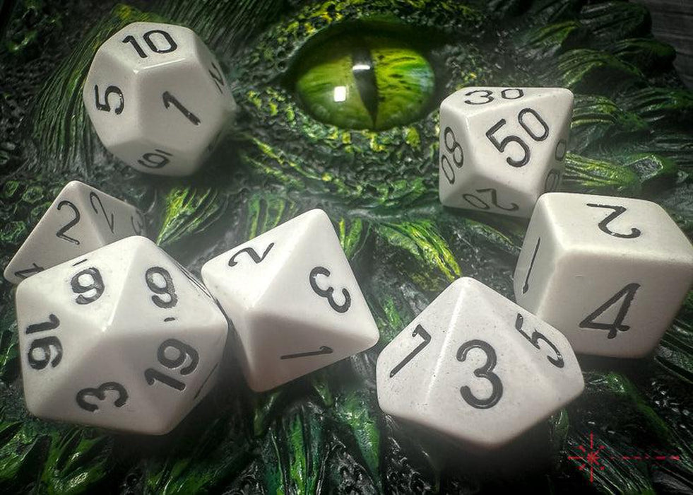 CHX25401 - Chessex: Opaque White/black Polyhedral 7-Dice Set
