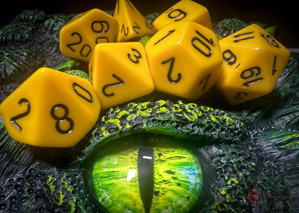 CHX25402 - Chessex: Opaque Yellow/black Polyhedral 7-Dice Set