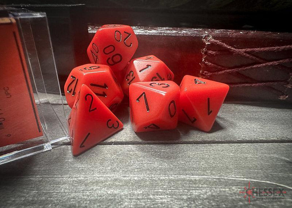 CHX25403 - Chessex: Opaque Orange/black Polyhedral 7-Dice Set