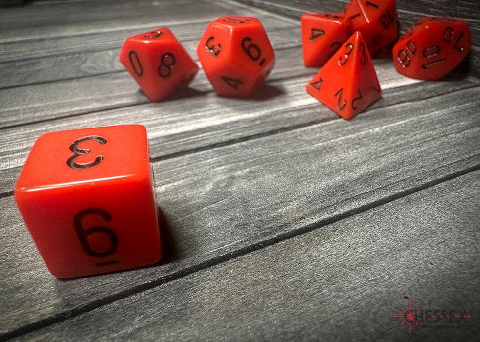 CHX25403 - Chessex: Opaque Orange/black Polyhedral 7-Dice Set