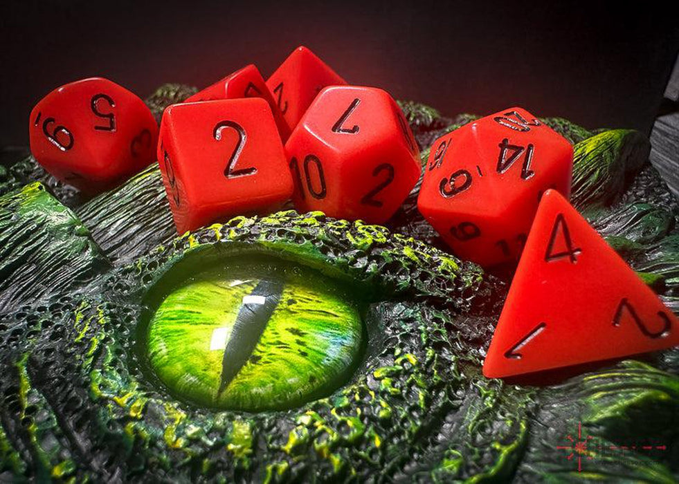 CHX25403 - Chessex: Opaque Orange/black Polyhedral 7-Dice Set