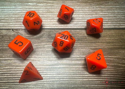 CHX25403 - Chessex: Opaque Orange/black Polyhedral 7-Dice Set