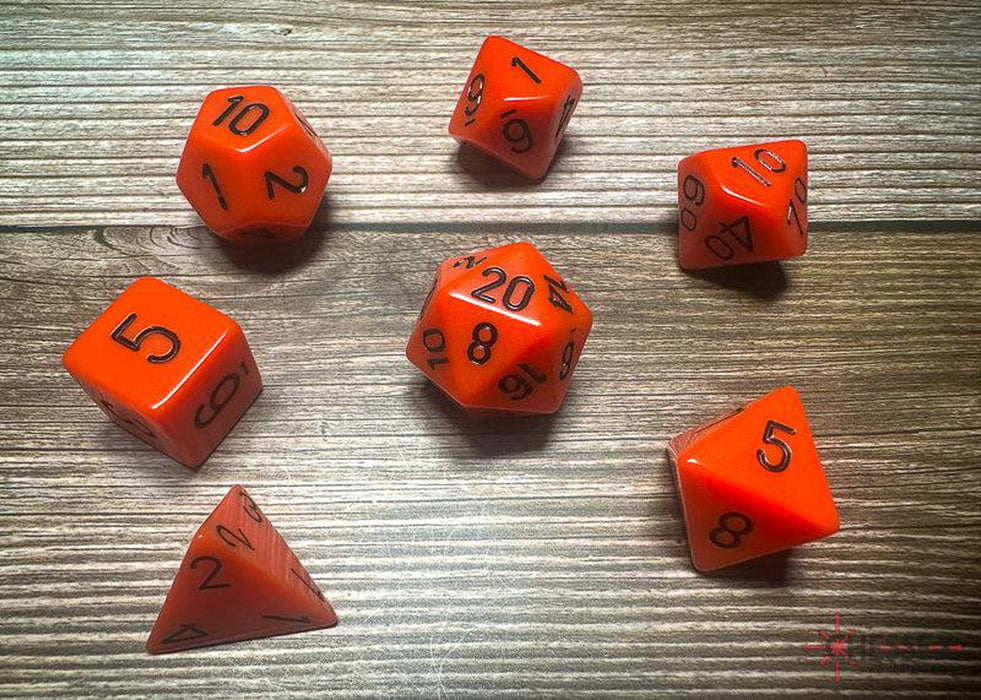 CHX25403 - Chessex: Opaque Orange/black Polyhedral 7-Dice Set