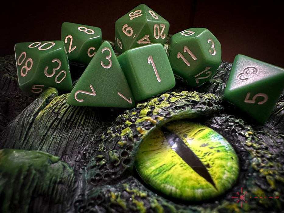CHX25405 - Chessex: Opaque Green/white Polyhedral 7-Dice Set