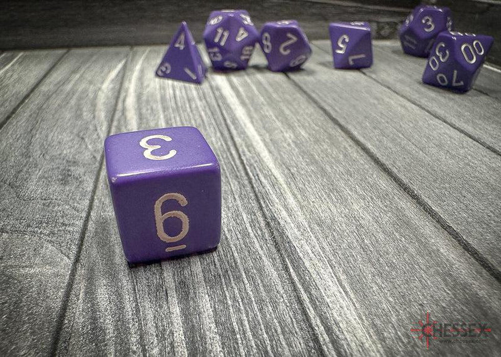 CHX25407 - Chessex: Opaque Purple/white Polyhedral 7-Dice Set