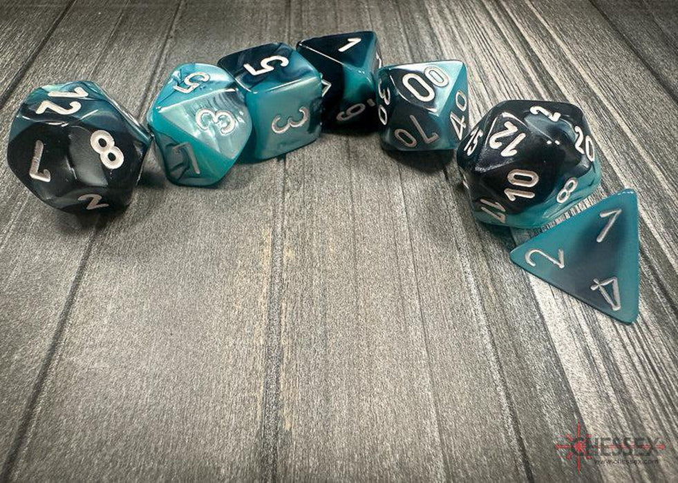 CHX26446 - Chessex: Gemini Black-Shell/white Polyhedral 7-Dice Set