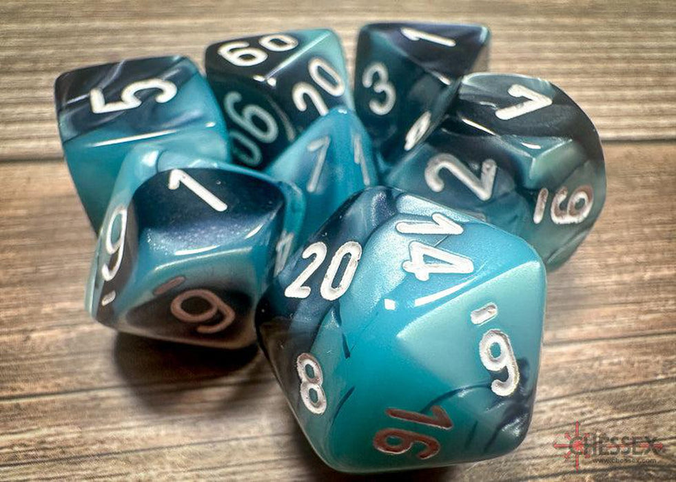 CHX26446 - Chessex: Gemini Black-Shell/white Polyhedral 7-Dice Set