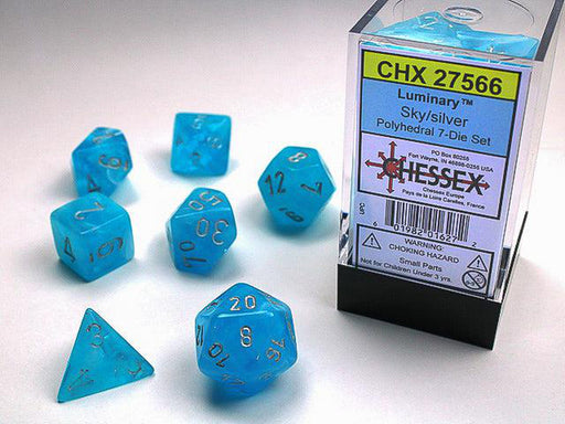 CHX27566 - Chessex: Luminary Sky/silver Polyhedral 7-Dice Set