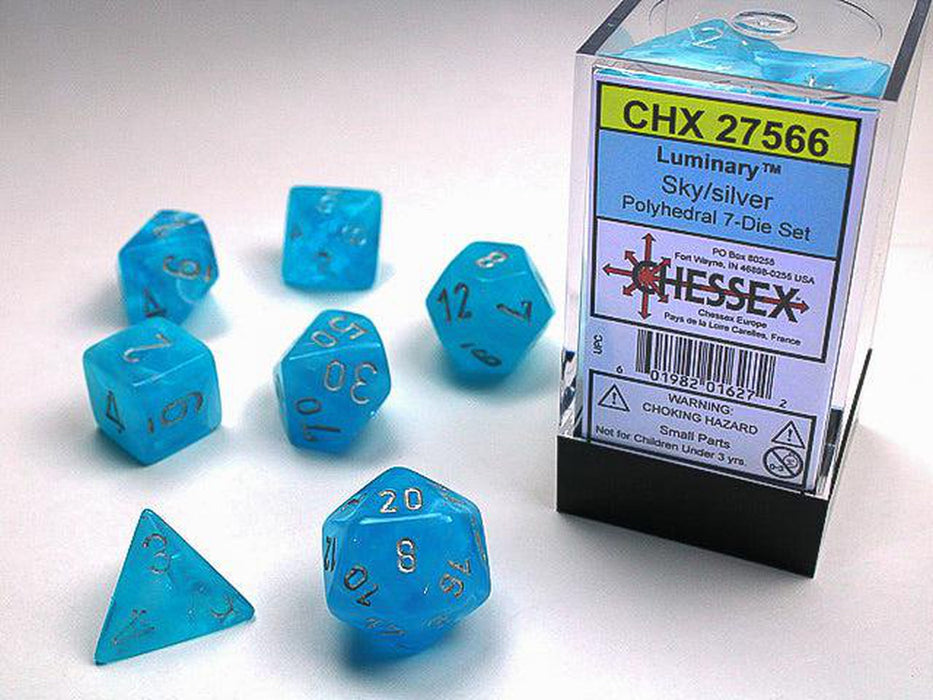 CHX27566 - Chessex: Luminary Sky/silver Polyhedral 7-Dice Set