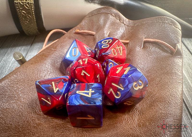 CHX26429 - Chessex: Gemini Blue-Red/gold Polyhedral 7-Dice Set