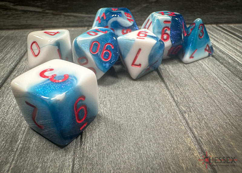 CHX26457 - Chessex: Gemini Astral Blue-White/red Polyhedral 7-Dice Set