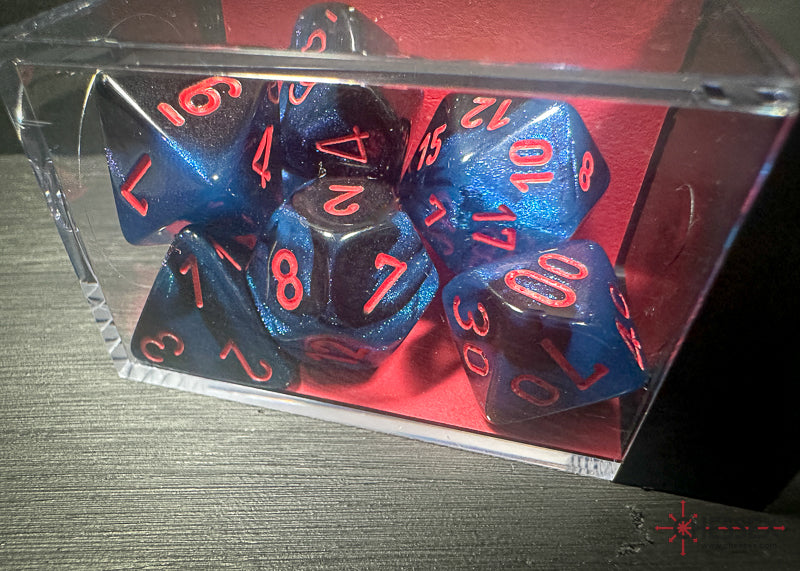 CHX26458 - Chessex: Gemini Black-Starlight/red Polyhedral 7-Dice Set