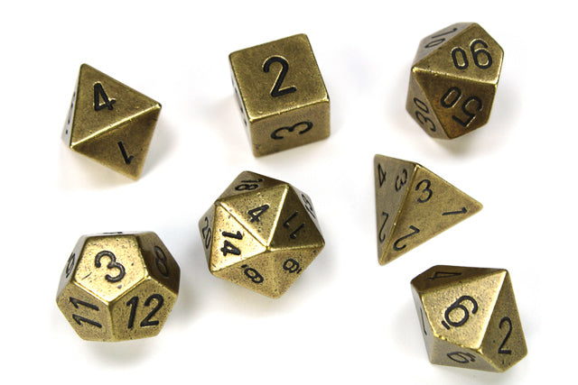 CHX27023 - Chessex: Metal Polyhedral Old Brass 7-Dice Set