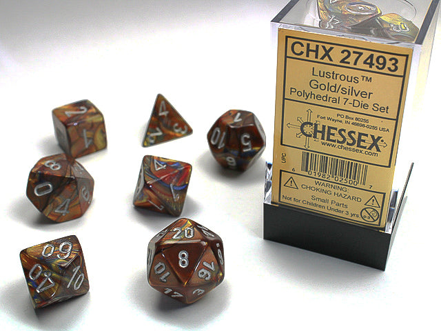 CHX27493 - Chessex: Lustrous Gold/silver Polyhedral 7-Dice Set