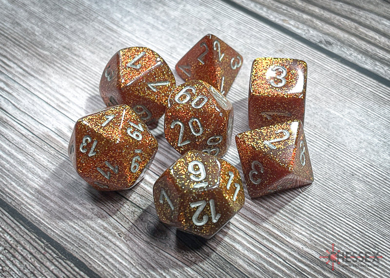 CHX27503 - Chessex: Glitter Gold/silver Polyhedral 7-Dice Set