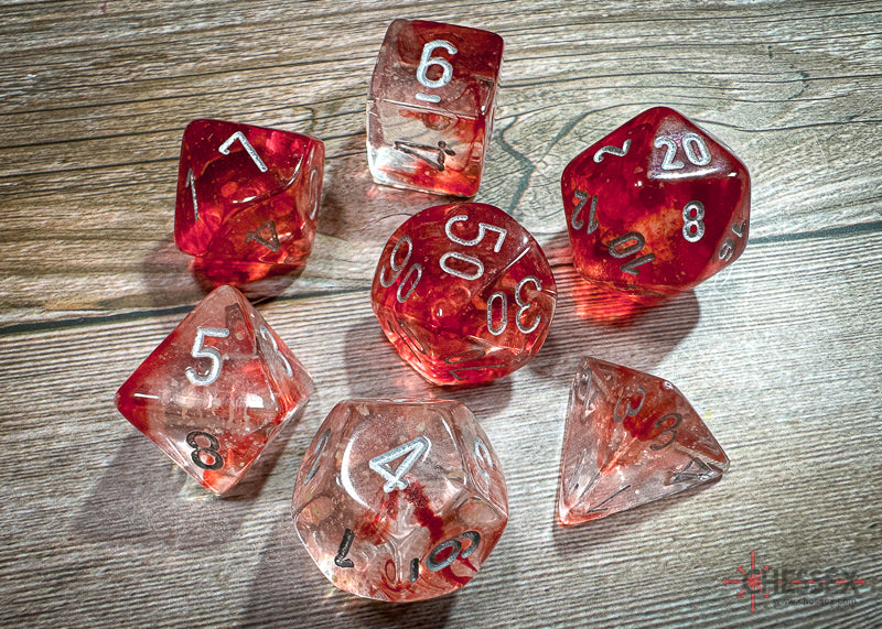 CHX27554 - Chessex: Nebula Red/silver Luminary Polyhedral 7-Dice Set