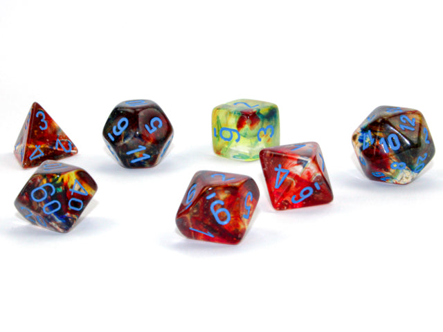 CHX27559 - Chessex: Nebula Primary/blue Luminary Polyhedral 7-Dice Set