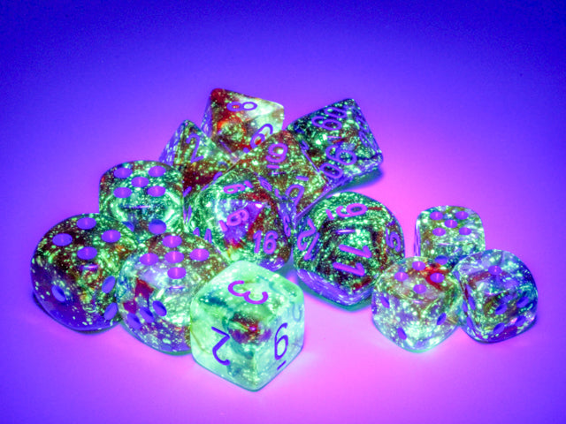 CHX27559 - Chessex: Nebula Primary/blue Luminary Polyhedral 7-Dice Set