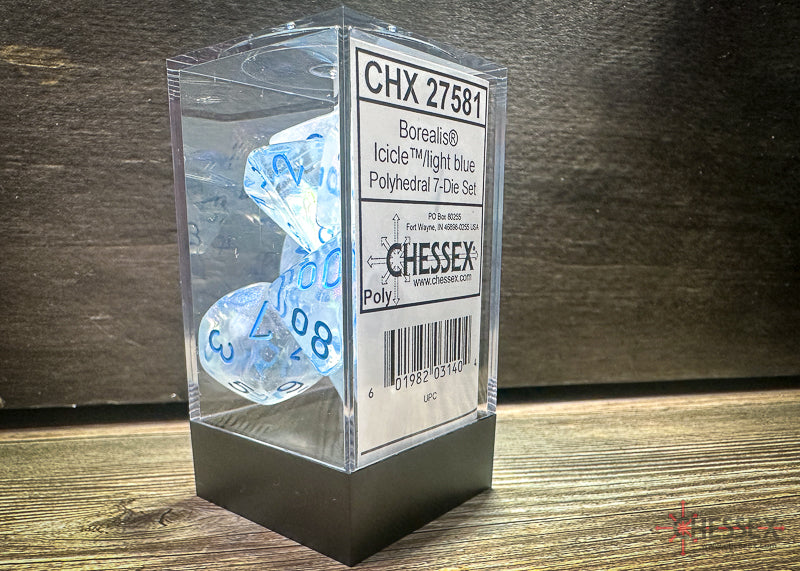 CHX27581 - Chessex: Borealis Icicle/light blue Luminary Polyhedral 7-Dice Set