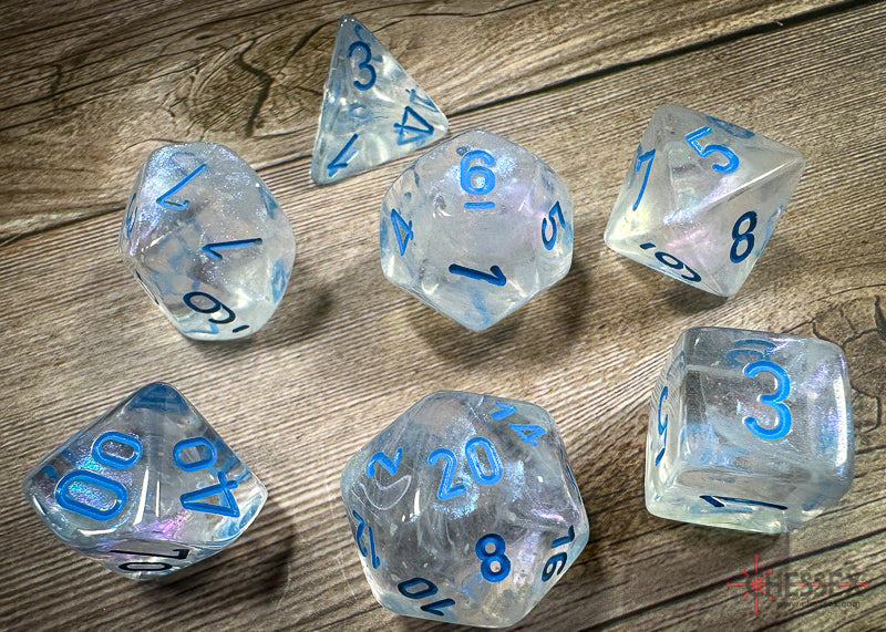 CHX27581 - Chessex: Borealis Icicle/light blue Luminary Polyhedral 7-Dice Set