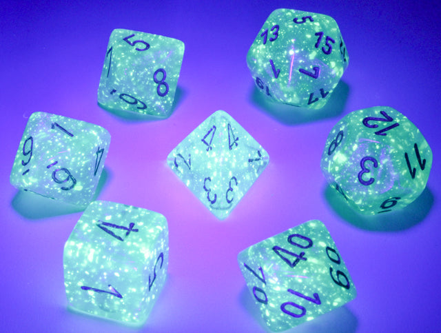 CHX27585 - Chessex: Borealis Teal/gold Luminary Polyhedral 7-Dice Set