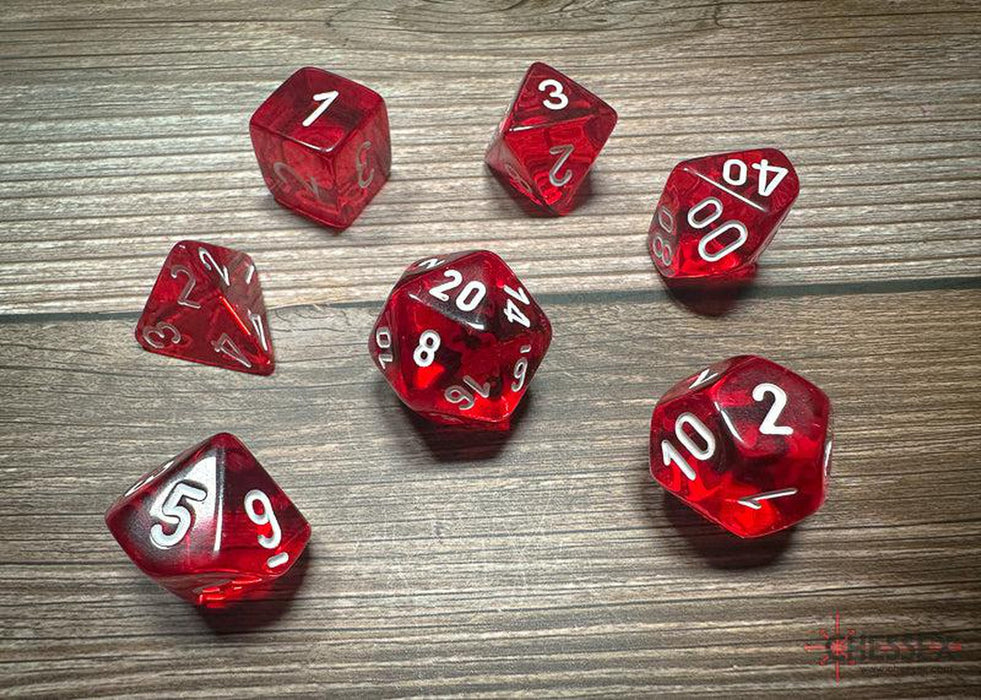 CHX23074 - Chessex: Translucent Red/white Polyhedral 7-Dice Set