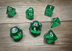 CHX23075 - Chessex: Translucent Green/white Polyhedral 7-Dice Set