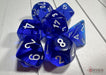 CHX23076 - Chessex: Translucent Blue/white Polyhedral 7-Dice Set