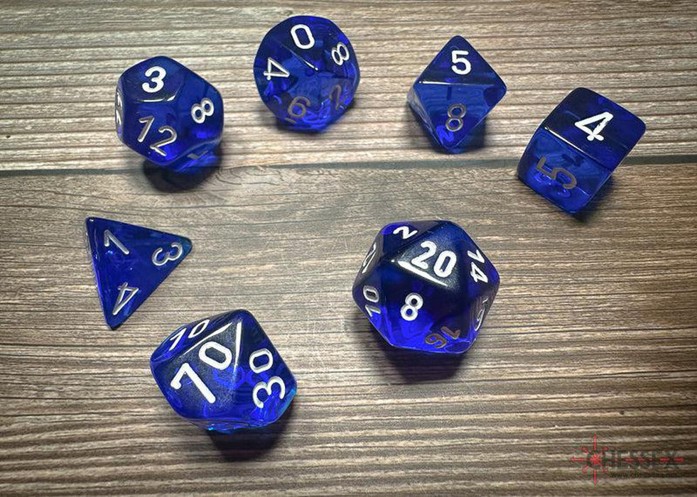 CHX23076 - Chessex: Translucent Blue/white Polyhedral 7-Dice Set