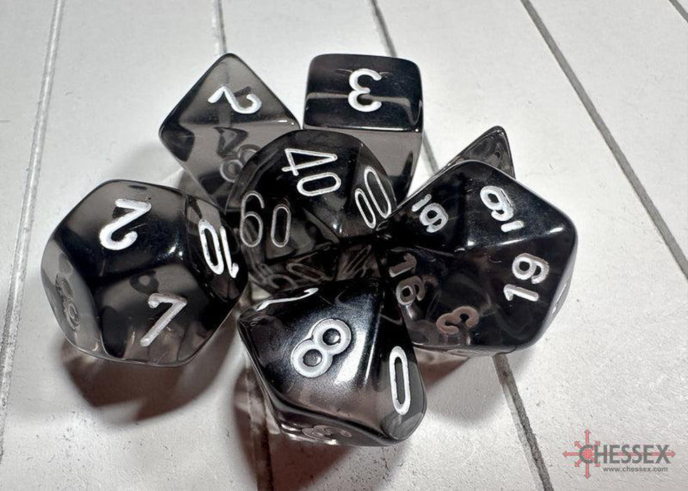 CHX23078 - Chessex: Translucent Smoke/white Polyhedral 7-Dice Set