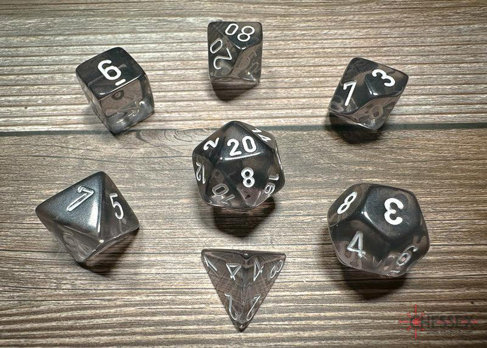 CHX23078 - Chessex: Translucent Smoke/white Polyhedral 7-Dice Set