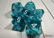 CHX23085 - Chessex: Translucent Teal/white Polyhedral 7-Dice Set