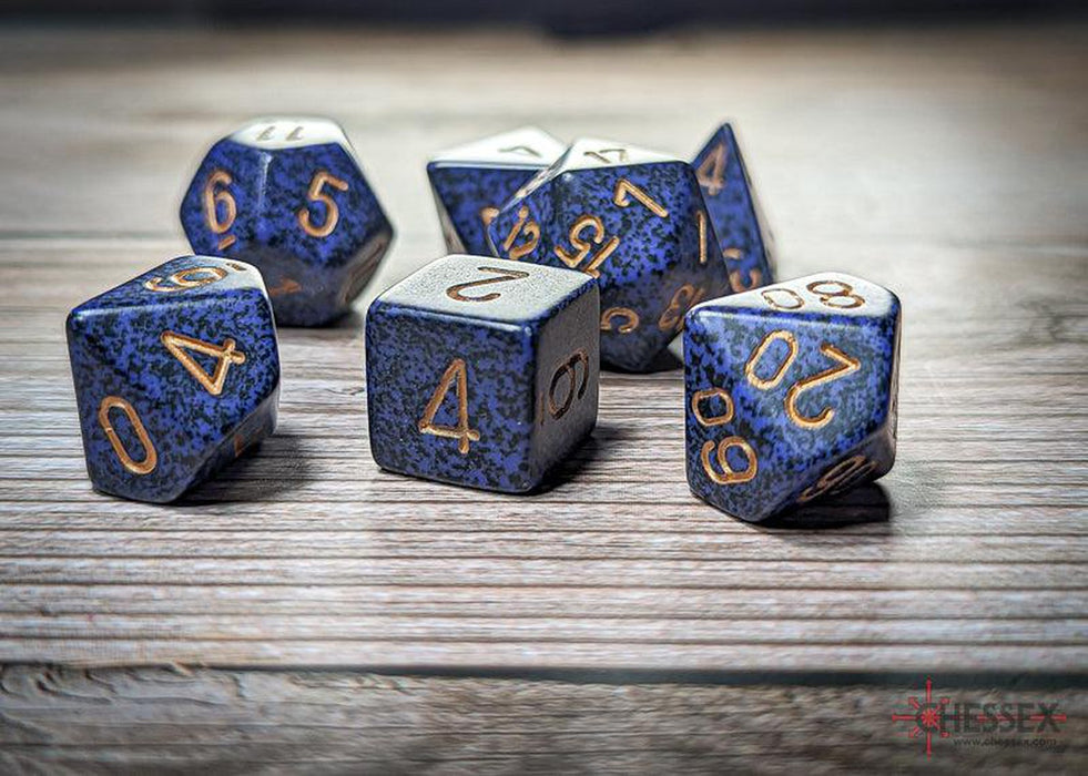 CHX25337 - Chessex: Speckled Golden Cobalt Polyhedral 7-Dice Set