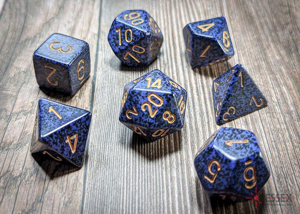 CHX25337 - Chessex: Speckled Golden Cobalt Polyhedral 7-Dice Set