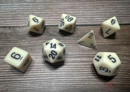 CHX25400 - Chessex: Opaque Ivory/black Polyhedral 7-Dice Set