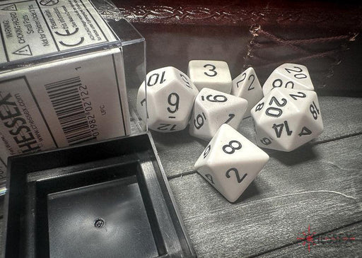 CHX25401 - Chessex: Opaque White/black Polyhedral 7-Dice Set