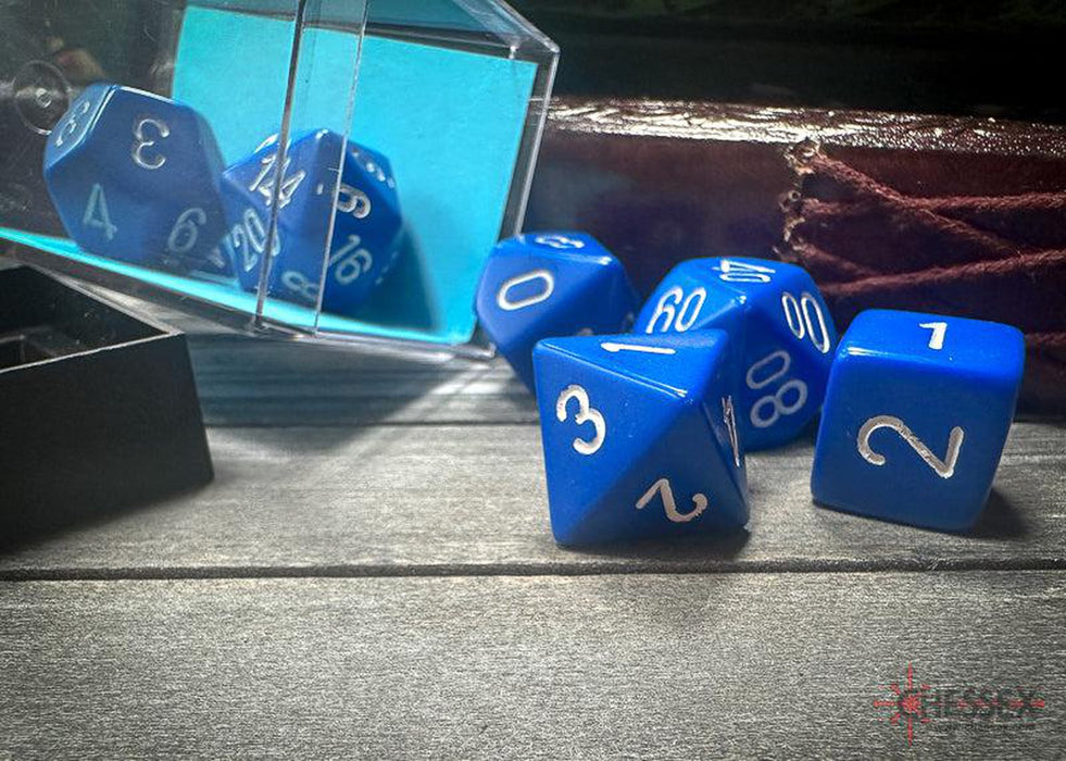 CHX25406 - Chessex: Opaque Blue/white Polyhedral 7-Dice Set