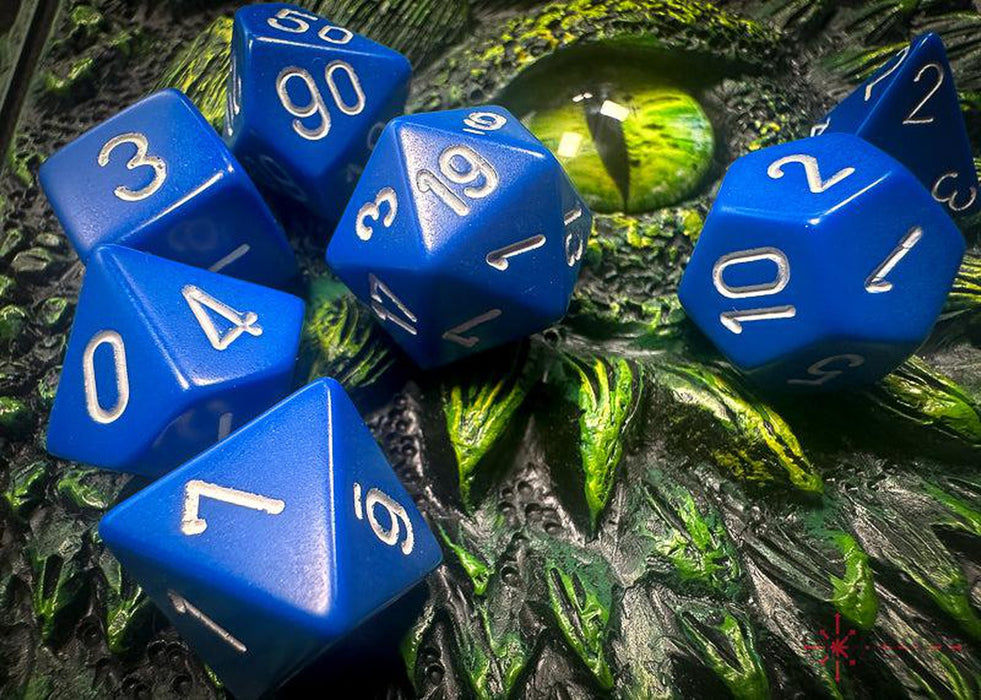 CHX25406 - Chessex: Opaque Blue/white Polyhedral 7-Dice Set