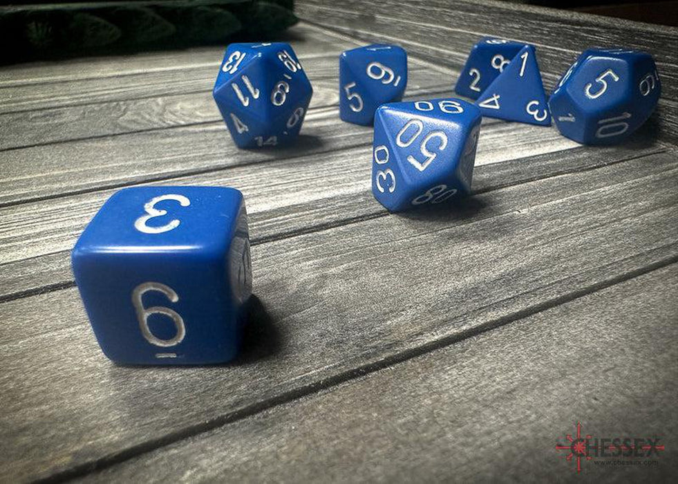 CHX25406 - Chessex: Opaque Blue/white Polyhedral 7-Dice Set