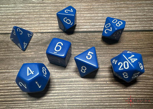 CHX25406 - Chessex: Opaque Blue/white Polyhedral 7-Dice Set