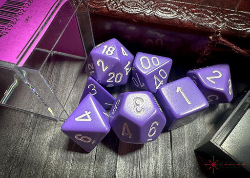 CHX25407 - Chessex: Opaque Purple/white Polyhedral 7-Dice Set