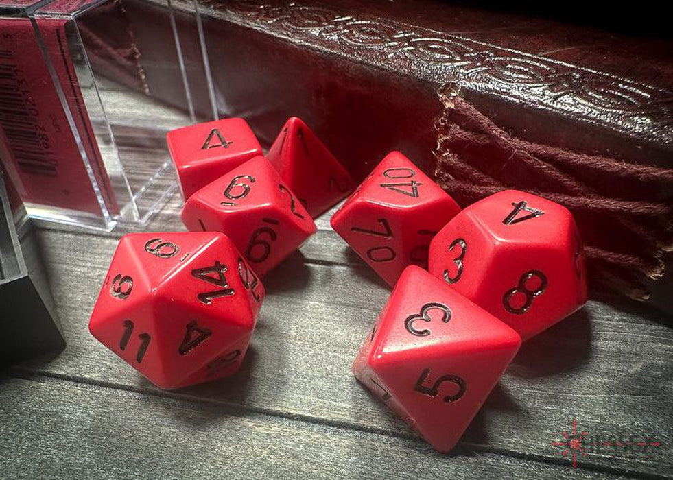 CHX25414 - Chessex: Opaque Red/black Polyhedral 7-Dice Set